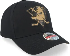 Hatstore Exclusive x Anaheim Ducks TKO Leather Logo NHL Bronze/Black Adjustable - Mitchell & Ness