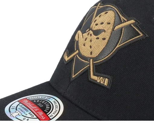 Hatstore Exclusive x Anaheim Ducks TKO Leather Logo NHL Bronze/Black Adjustable - Mitchell & Ness