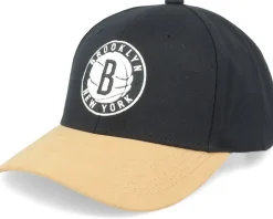 Hatstore Exclusive x Brooklyn Nets Suede Visor Black Adjustable - Mitchell & Ness