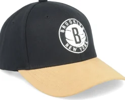 Hatstore Exclusive x Brooklyn Nets Suede Visor Black Adjustable - Mitchell & Ness