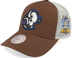 Hatstore Exclusive x Buffalo Sabres Sablesway Brown/Cream A-frame Trucker - Mitchell & Ness