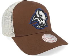 Hatstore Exclusive x Buffalo Sabres Sablesway Brown/Cream A-frame Trucker - Mitchell & Ness
