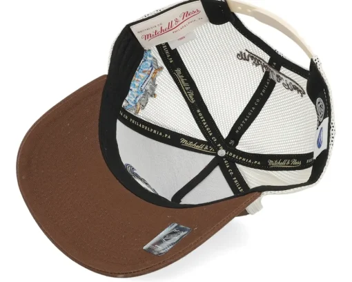 Hatstore Exclusive x Buffalo Sabres Sablesway Brown/Cream A-frame Trucker - Mitchell & Ness