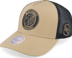 Hatstore Exclusive x Chicago Blackhawks Archaeo Tan/Black Trucker - Mitchell & Ness