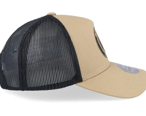 Hatstore Exclusive x Chicago Blackhawks Archaeo Tan/Black Trucker - Mitchell & Ness