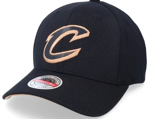 Hatstore Exclusive x Cleveland Cavaliers Leather Logo Black Adjustable - Mitchell & Ness
