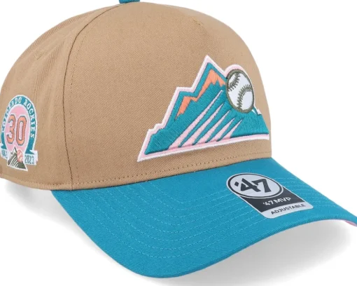 Hatstore Exclusive x Colorado Rockies Sure Shot Mvp Dt Camel/Blue A-frame Adjustable - 47 Brand