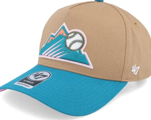 Hatstore Exclusive x Colorado Rockies Sure Shot Mvp Dt Camel/Blue A-frame Adjustable - 47 Brand