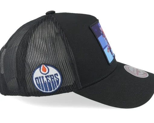 Hatstore Exclusive x Edmonton Oilers Legendary Black A-Frame Trucker - Mitchell & Ness