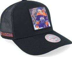 Hatstore Exclusive x Edmonton Oilers Connor McDavid Black A-Frame Trucker - Mitchell & Ness