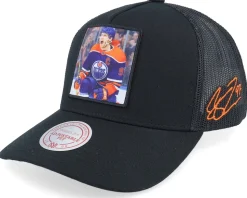 Hatstore Exclusive x Edmonton Oilers Connor McDavid Black A-Frame Trucker - Mitchell & Ness