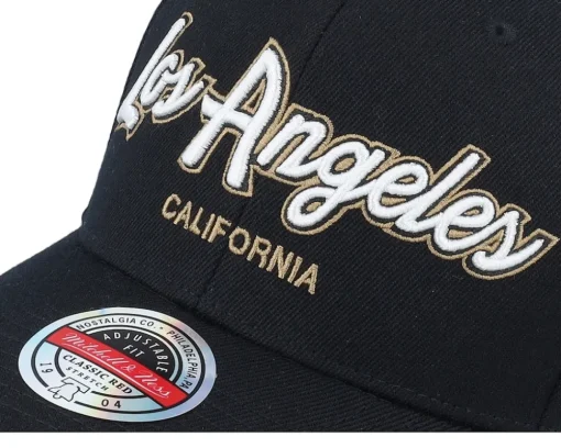 Hatstore Exclusive x Los Angeles Script & Patches Black Adjustable - Mitchell & Ness