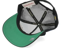 Hatstore Exclusive x Los Angeles Lakers Los Angeles Script & Patches Black Trucker - Mitchell & Ness