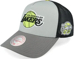 Hatstore Exclusive x Los Angeles Lakers Iron Neon/Yellow Trucker - Mitchell & Ness