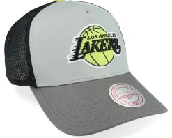 Hatstore Exclusive x Los Angeles Lakers Iron Neon/Yellow Trucker - Mitchell & Ness