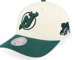 Hatstore Exclusive x New Jersey Devils Grand Suede Cream/Dark Green Adjustable - Mitchell & Ness