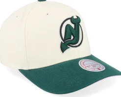 Hatstore Exclusive x New Jersey Devils Grand Suede Cream/Dark Green Adjustable - Mitchell & Ness