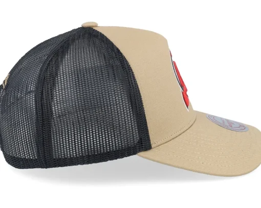 Hatstore Exclusive x New Jersey Devils Archaeo Tan/Black Trucker - Mitchell & Ness