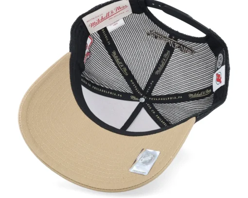 Hatstore Exclusive x New Jersey Devils Archaeo Tan/Black Trucker - Mitchell & Ness