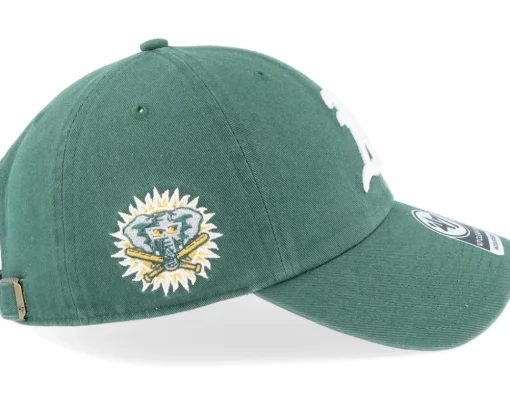 Hatstore Exclusive x Oakland Athletics Cooperstown Under Cleanup Dark Green Dad Cap - 47 Brand