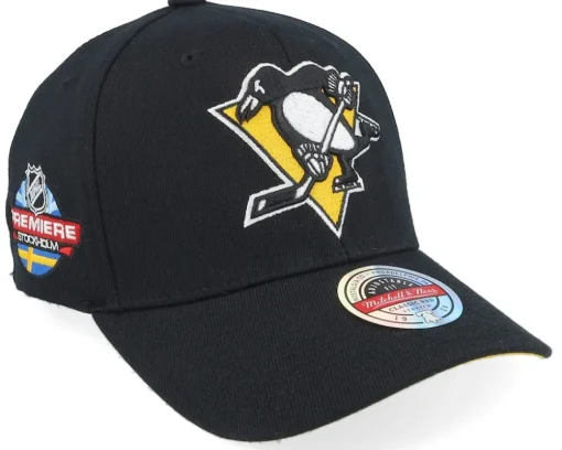 Hatstore Exclusive x Pittsburgh Penguins Premiere Black/Yellow Adjustable - Mitchell & Ness