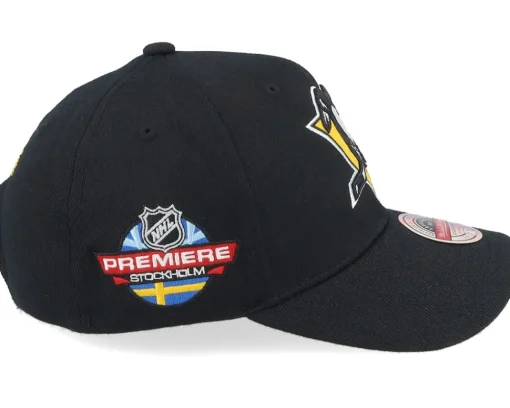 Hatstore Exclusive x Pittsburgh Penguins Premiere Black/Yellow Adjustable - Mitchell & Ness