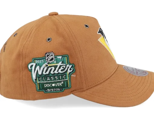 Hatstore Exclusive x Pittsburgh Penguins Trek 4.0 Tan A-frame Adjustable - Mitchell & Ness