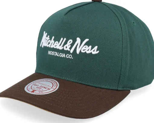 Hatstore Exclusive x Pro Crown Box Logo Dark Green/Brown A-Frame Adjustable - Mitchell & Ness