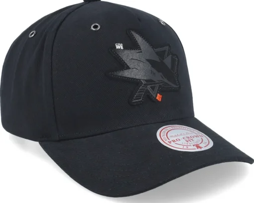 Hatstore Exclusive x San Jose Sharks Engraved Black Adjustable - Mitchell & Ness