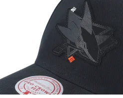 Hatstore Exclusive x San Jose Sharks Engraved Black Adjustable - Mitchell & Ness