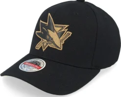 Hatstore Exclusive x San Jose Sharks TKO Leather Logo NHL Bronze/Black Adjustable - Mitchell & Ness