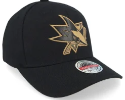 Hatstore Exclusive x San Jose Sharks TKO Leather Logo NHL Bronze/Black Adjustable - Mitchell & Ness
