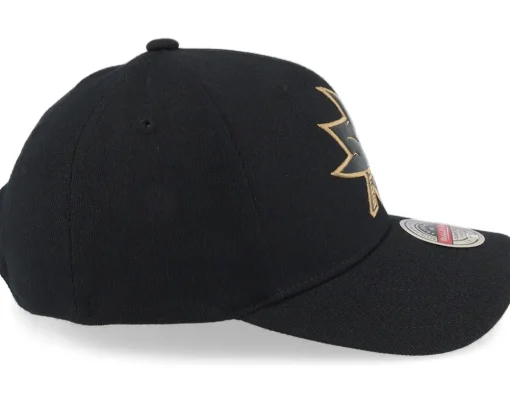 Hatstore Exclusive x San Jose Sharks TKO Leather Logo NHL Bronze/Black Adjustable - Mitchell & Ness