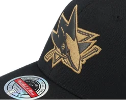 Hatstore Exclusive x San Jose Sharks TKO Leather Logo NHL Bronze/Black Adjustable - Mitchell & Ness