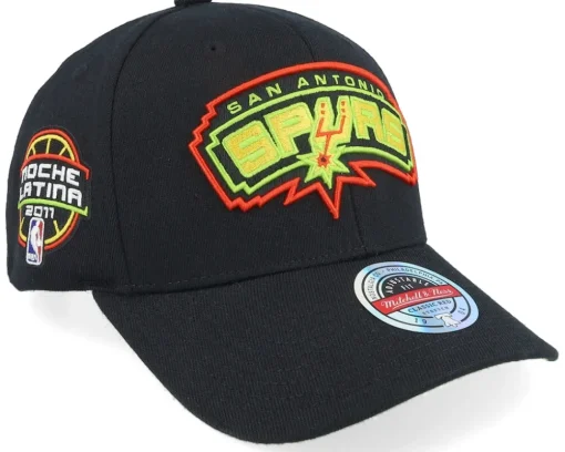 Hatstore Exclusive x San Antonio Spurs Noche Latina Black Adjustable - Mitchell & Ness