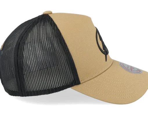 Hatstore Exclusive x Tampa Bay Lightning Archaeo Tan/Black A-frame Trucker - Mitchell & Ness