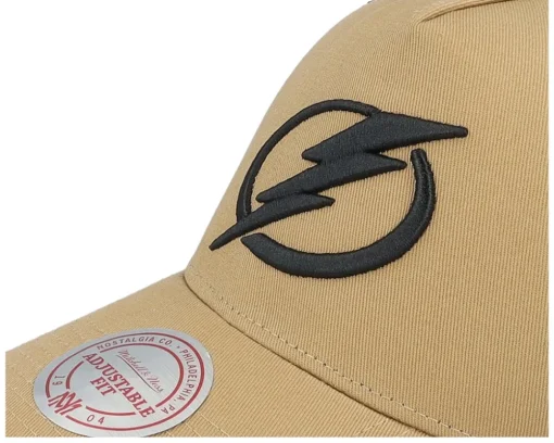 Hatstore Exclusive x Tampa Bay Lightning Archaeo Tan/Black A-frame Trucker - Mitchell & Ness