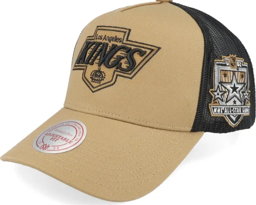 Hatstore Exclusive x Tampa Bay Lightning Archaeo Tan/Black A-frame Trucker - Mitchell & Ness