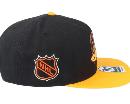 Hatstore Exclusive x Vancouver Canucks Sure Shot Two Tone Captain Black/Yellow Snapback - 47 Brand