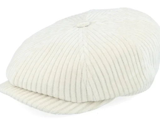 Hatteras Corduroy Jersey Wool White Flat Cap - Stetson