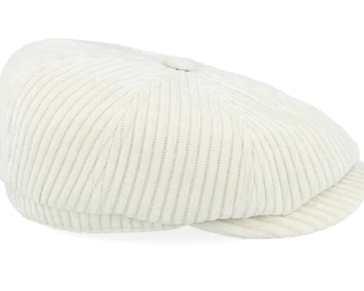Hatteras Corduroy Jersey Wool White Flat Cap - Stetson