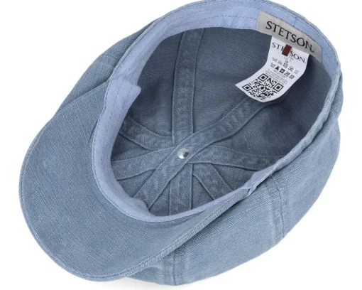 Hatteras Cotton/Linen Blue Flat Cap - Stetson