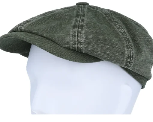 Hatteras Cotton/Linen Olive Flat Cap - Stetson