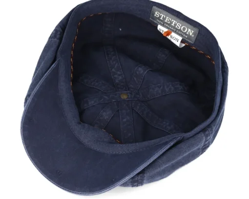 Hatteras Delave Organic Cotton Navy Flat Cap - Stetson