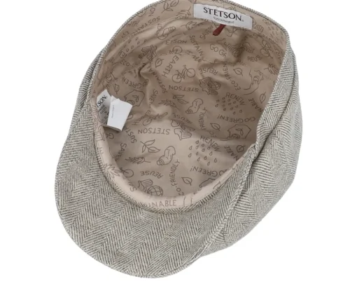 Hatteras Herringbone Sustainable Stone Flat Cap - Stetson