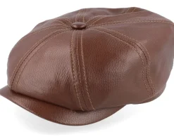 Hatteras Lamb Nappa Brown Flat Cap - Stetson