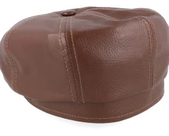 Hatteras Lamb Nappa Brown Flat Cap - Stetson