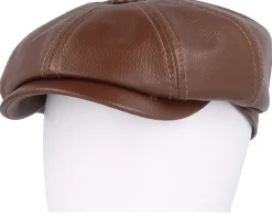 Hatteras Lamb Nappa Brown Flat Cap - Stetson