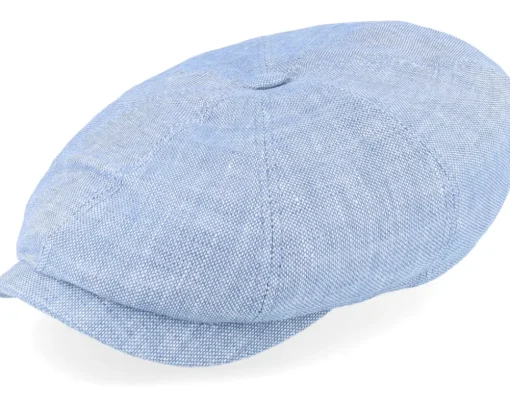 Hatteras Linen Light Blue Flat Cap - Stetson