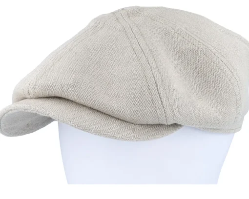 Hatteras Linen Sustainable Beige Flat Cap - Stetson